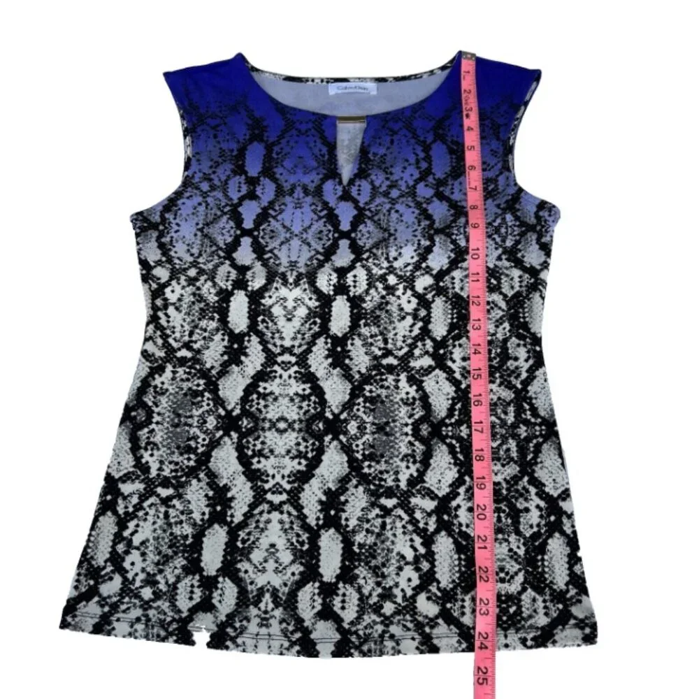 Calvin Klein - Purple Black and White Snake Print Keyhole Tank Top M/L - Picture 13 of 14